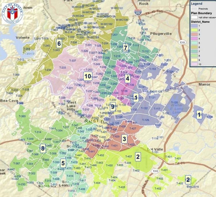 Austin Tx urbanističke mapu