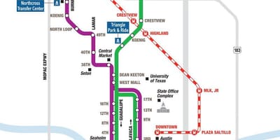 Metro željeznicu Austin mapu